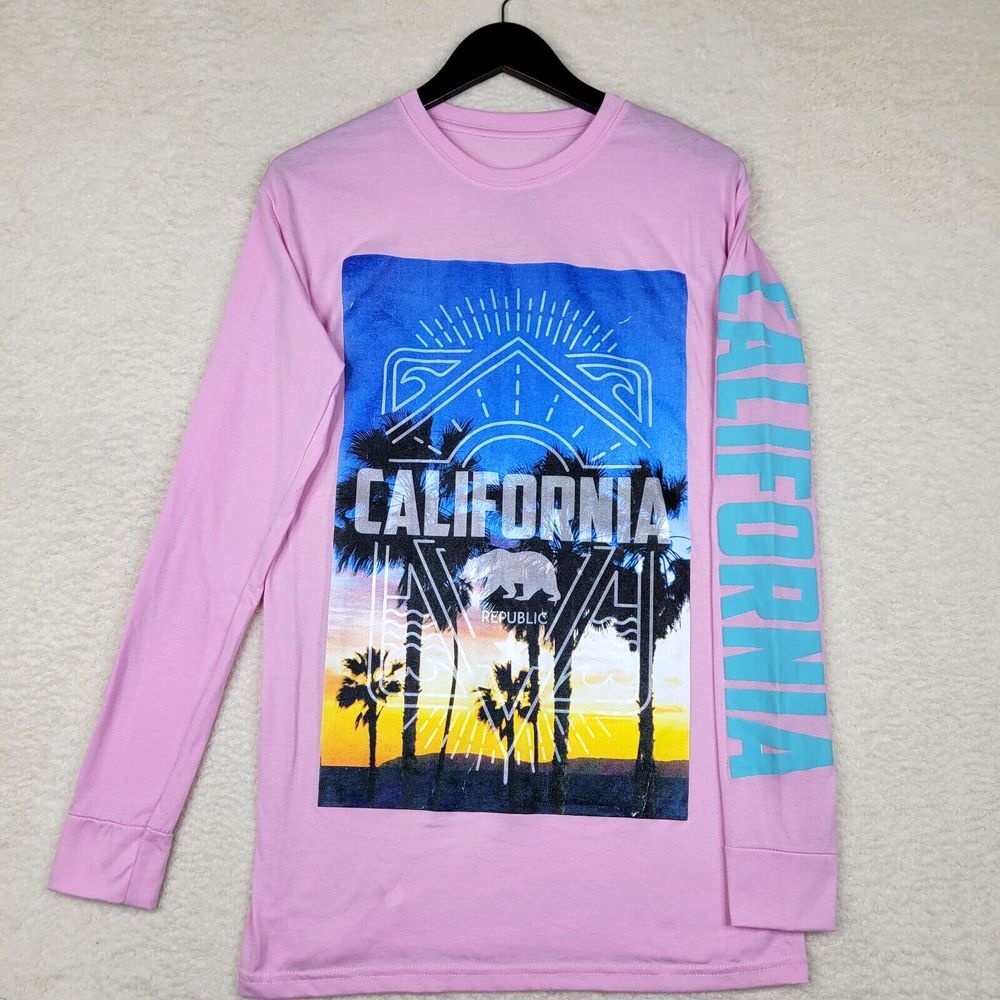 California Republic‎ Shirt Womens Small Pink Long Sleeve Graphic Tee